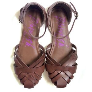 Brown Flat ankle strapped sandals